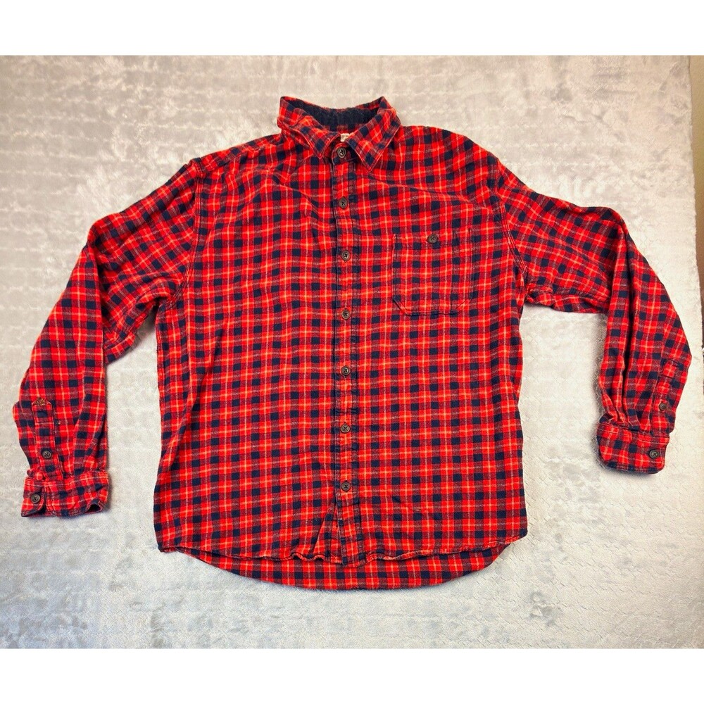 Aéropostale Plaid Flannel Button-Up Shirt Mens XL Red Blue Long Sleeve Pockets